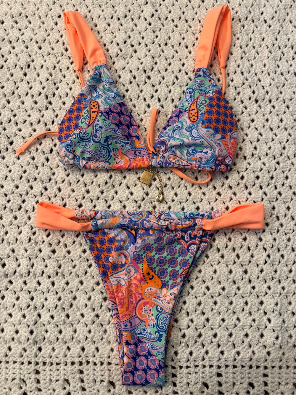🌺ZLK Paisley Bikini 2 Piece Adjust S Charms Gold/Blue/Orange/Purple Bright